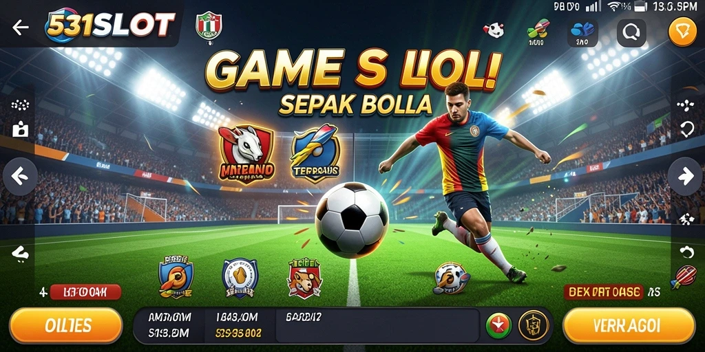 Screenshot gameplay 531SLOT yang menampilkan suasana lapangan sepak bola.