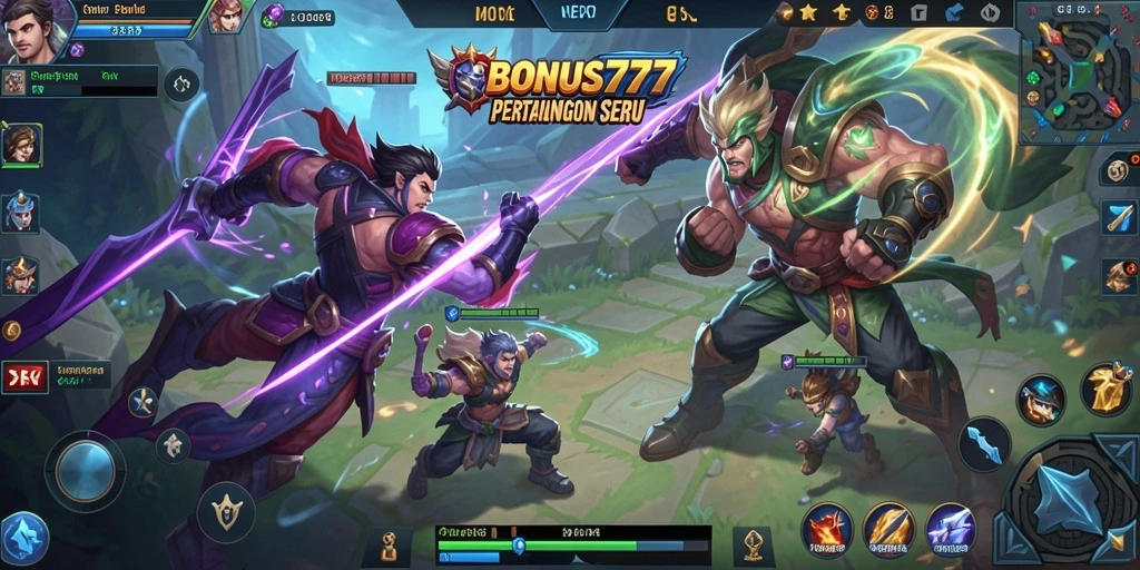 Tampilan action seru di arena pertempuran BONUS777.