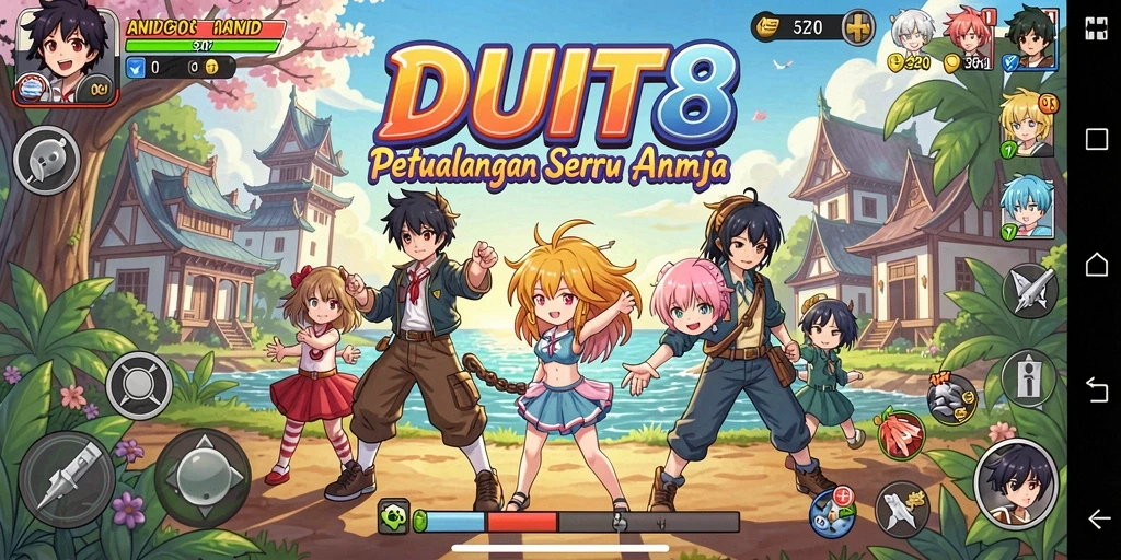Screenshot gameplay DUIT8 menampilkan karakter Anime beraksi dalam pertarungan epik.