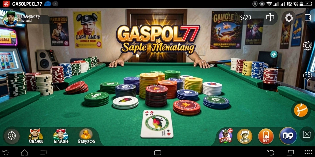 Screenshot utama GASPOL77 menampilkan gameplay Gaple yang seru dan interaktif.