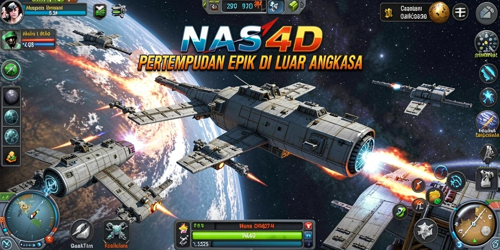 Tampilan gameplay seru dari NASA4D di luar angkasa.