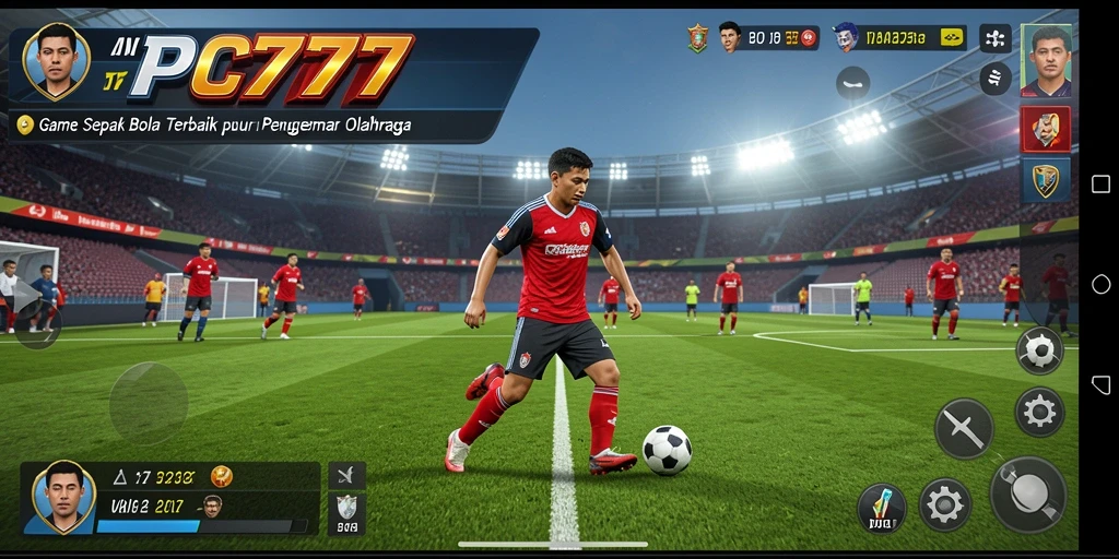 Screenshot gameplay PC777 yang penuh aksi di lapangan hijau.
