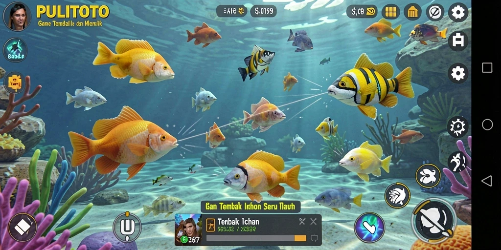Tampilan gameplay seru dari PULITOTO saat menangkap ikan.