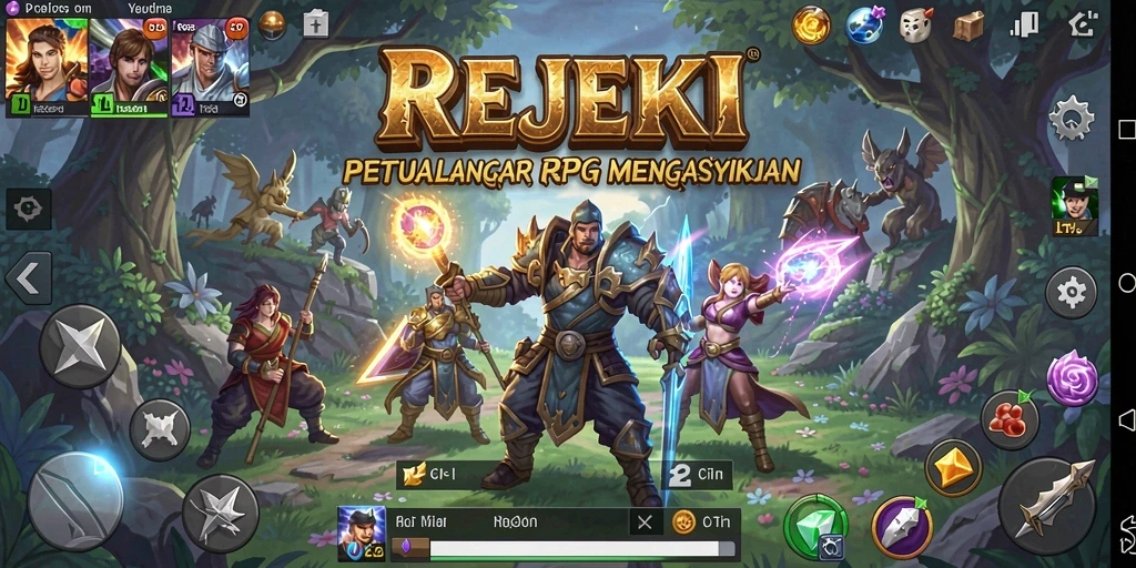 Tampilan gameplay menarik dari REJEKI yang menunjukkan pertarungan RPG.